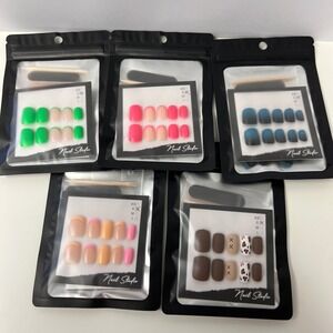 Press On Nails‎ Bundle | Nail Studio | 5 Variety Designs | Short Square